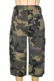 Camouflage Casual Camouflage Print Patchwork Loose Mid Waist Conventional Full Print Bottoms
