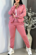 Pink Casual Letters Zipper Hooded Long Sleeve Two Pieces