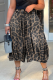 Leopard Print Casual Camouflage Print Ruched Loose Wide Leg Full Print Bottoms