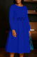 Royal Blue Elegant Solid Color Flower Shape O Neck A Line Dresses