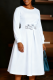 White Elegant Solid Color Flower Shape O Neck A Line Dresses