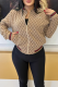 Light Brown Casual Letters Zipper Mandarin Collar Outerwear
