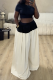 Black Casual Solid Color Contrast O Neck Short Sleeve Two Pieces