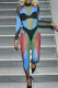 Colour Casual Solid Color Contrast Turtleneck Skinny Jumpsuits