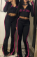 Black Casual Letters Contrast Hooded Long Sleeve Two Pieces