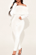 White Sexy Solid Color Patchwork Off Shoulder Skinny Jumpsuits
