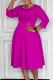 Rose Red Elegant Solid Color Pleated Square Neck A Line Dresses