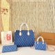 Blue Daily Letters Patchwork Bags