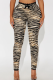 Apricot Casual Print Bow Decor Skinny Conventional Full Print Bottoms