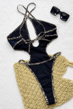 Black Sexy Print Hollow Out Swimwears