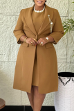 Green Casual Solid Color Patchwork Turn-back Collar Long Sleeve Two Pieces