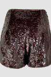 Brown Sexy Solid Color Sequins Regular Patchwork Bottoms