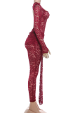 Black Sexy Solid Color Lace Square Neck Long Sleeve Two Pieces