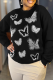 Black Butterfly Print Oversized Top Casual Trendy Versatile Sweatshirt