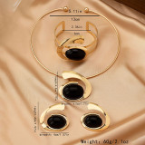 Blue Irregular Letter E Hoop Bracelet And Earrings Set
