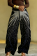 Black Casual Solid Color Hot Drill Loose Denim Jeans