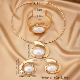 Blue Irregular Letter E Hoop Bracelet And Earrings Set