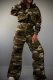 Camouflage Casual Camouflage Print Zipper Hooded Long Sleeve Two Pieces