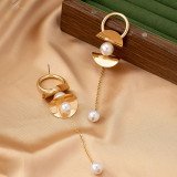 Gold Hoop Pearl Tassel Earrings Elegant Long Fashion Jewelry