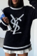 Black Casual Letters Contrast O Neck Tops