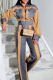 Brown Casual Solid Color Contrast Zipper Collar Long Sleeve Two Pieces