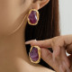 Purple Irregular Metal Frame Earrings Retro Luxury Fashion Jewelry