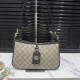 Black Allover Jacquard Underarm Bag Metal Logo Zipper Shoulder Bag