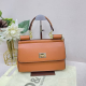 Tangerine Textured Lock Tote Bag Metal Handle Shoulder Purse