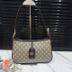 Brown Allover Jacquard Underarm Bag Metal Logo Zipper Shoulder Bag