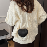 Black Heart Rhinestone Bag Chain Crossbody Shoulder Purse