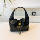 Black Quilted Drawstring Bag Chain Handbag Crossbody