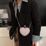 Black Heart Rhinestone Bag Chain Crossbody Shoulder Purse