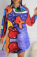 Fuchsia Pop Art Oversized Shirt Graphic Print Long Sleeve Casual Top