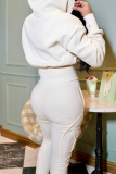 White American Street Zip Hoodie & Cargo Jogger Two Pieces Y2K Loungewear