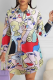 White Pop Art Oversized Shirt Graphic Print Long Sleeve Casual Top