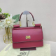 Rose Red Textured Lock Tote Bag Metal Handle Shoulder Purse