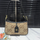 Black Yellow Allover Jacquard Underarm Bag Metal Logo Zipper Shoulder Bag