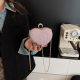 Purple Heart Rhinestone Bag Chain Crossbody Shoulder Purse