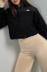 Black Casual Letters Contrast Zipper Collar Outerwear