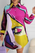 Rose Red Yellow Pop Art Oversized Shirt Graphic Print Long Sleeve Casual Top