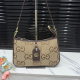 Yellow Brown Allover Jacquard Underarm Bag Metal Logo Zipper Shoulder Bag