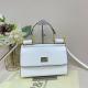 White Textured Lock Tote Bag Metal Handle Shoulder Purse