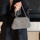 Silver Rhinestone Ruched Bag Chain Strap Crossbody Clutch
