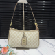 Khaki Allover Jacquard Underarm Bag Metal Logo Zipper Shoulder Bag