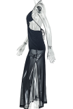 Red Halter Plunging Cutout Maxi Dress Ruched Wrap Bodycon Gown for Party Date