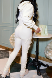 White American Street Zip Hoodie & Cargo Jogger Two Pieces Y2K Loungewear