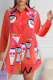 Red Pop Art Oversized Shirt Graphic Print Long Sleeve Casual Top
