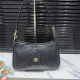 Black Allover Jacquard Underarm Bag Metal Logo Zipper Shoulder Bag