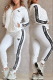 White Casual Letters Contrast Hooded Long Sleeve Two Pieces