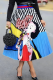 Blue Pop Art Print Pleated Midi Skirt Trendy Fashion Half Skir